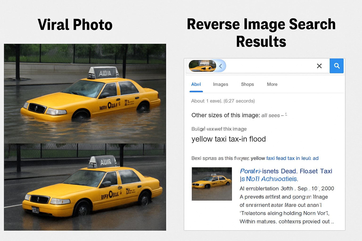 Debunked viral image using reverse search tools in real-time reporting