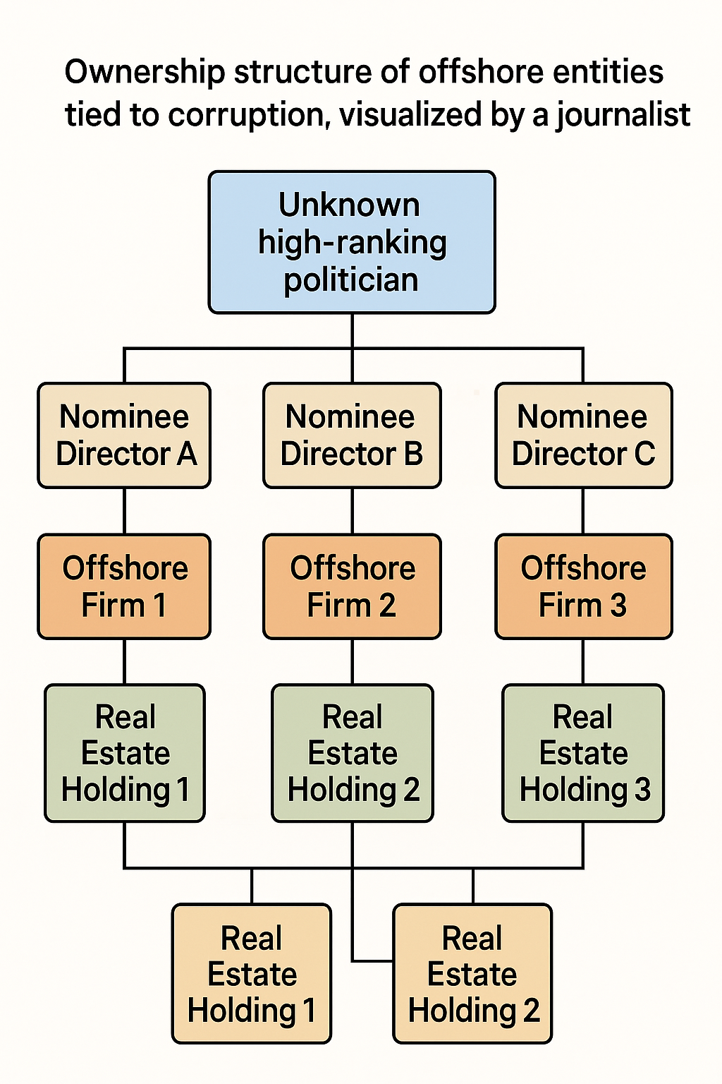Ownership structure of offshore entities tied to corruption, visualized by a journalist